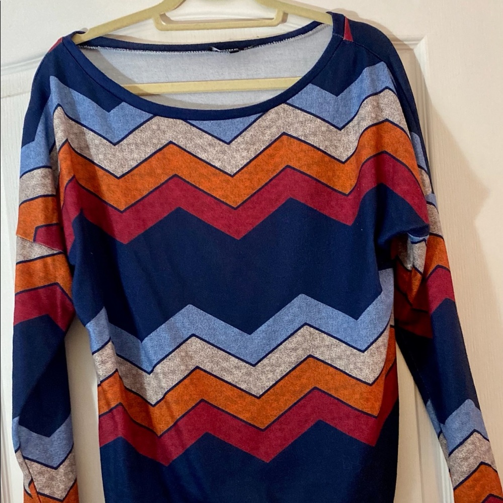 Multicolored over the shoulder top